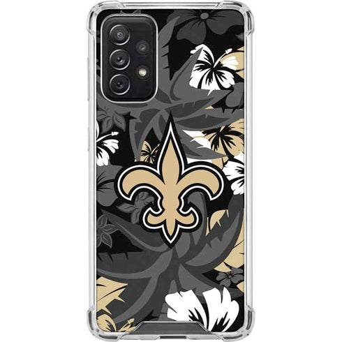 NFL New Orleans Saints Tropical Print Galaxy A72 5G Clear Case